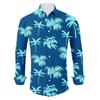Men's Loose Fit Long Sleeve Beach Shirt Button Down Casual Lightweight Breathable Fabric Tropical Print Shirt for Summer Vacation