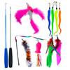 Funny Cat Toy Set Interactive Cat Teasing Stick Feather Replacement Head Adjustable Three Section Fishing Rod  Pet Supplies
