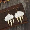 Vintage Gold Color 2D Flat Cloud Lightning Weather Acrylic Dangle Earrings for Women Accessories