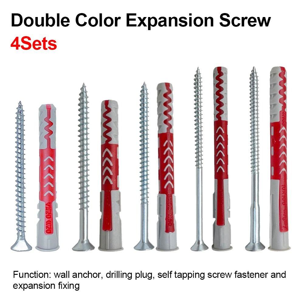 4Sets Plastic Nylon Wall Anchor Two-Color Drywall Drilling Plug  for Home Decoration Engineering