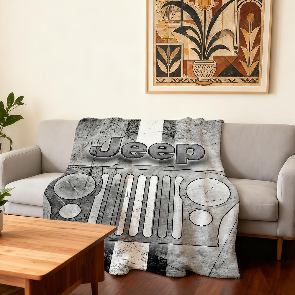 

J-Jeep-ES Logo Cool Car Blanket Super Warm Comfortable Plush Throw Blanket Child Home Sofa Bedroom Gift 30x40in