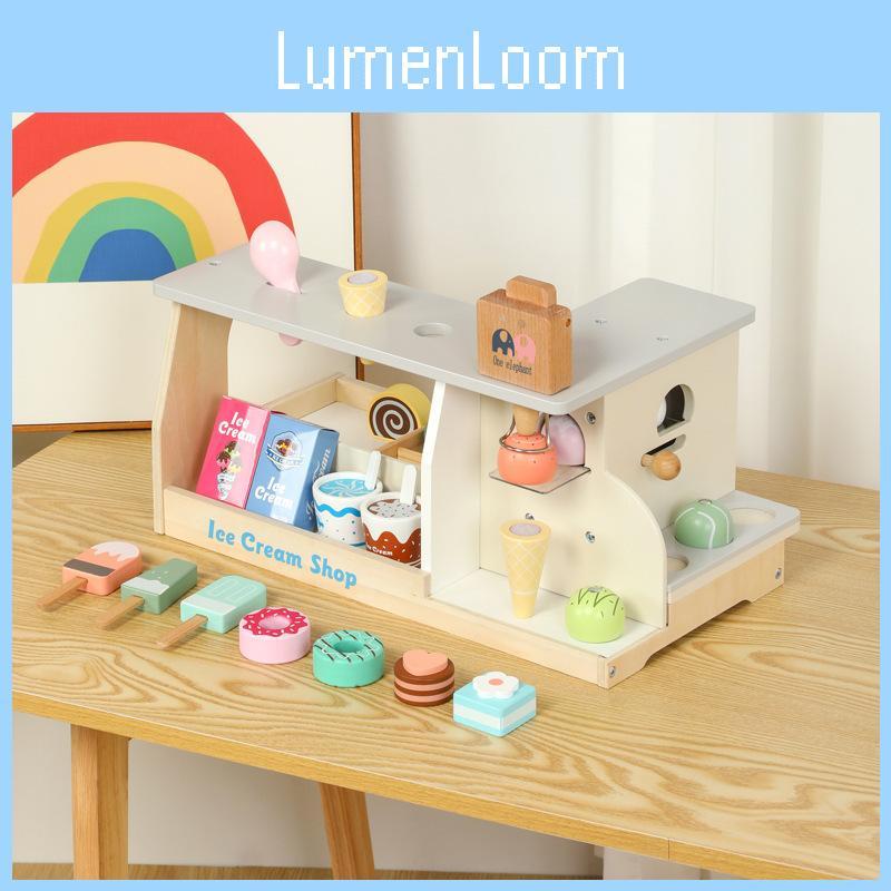 Wooden Ice Cream Shop Playset With Realistic Accessories For Kids Imaginative Role Play