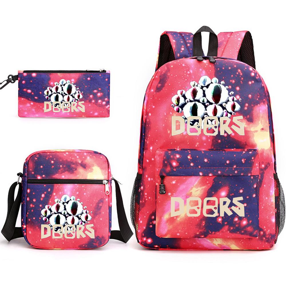 X Three-piece Schoolbag Printed Breathable Practical Backpack Large Capacity Oxford Bag