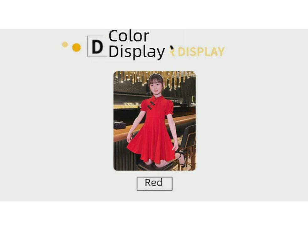 Letní dívčí čcheongsam: Čínský styl červené retro výkonové šaty