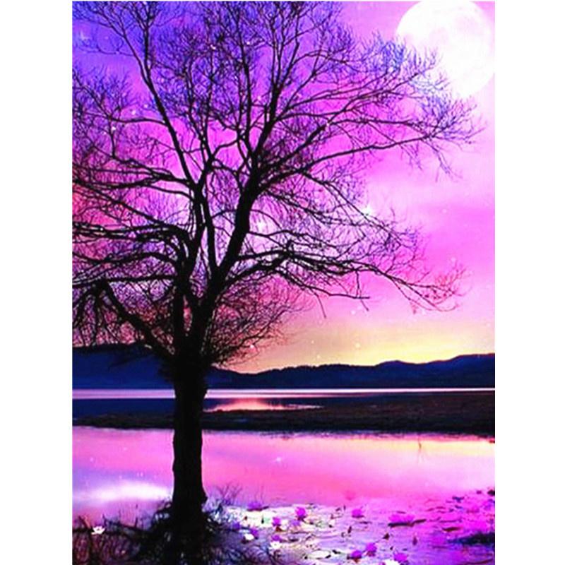 5D DIY diamantmaleri lilla felt diamantbroderi korsstingsett Full rhinestone mosaikk hjemmeinnredning