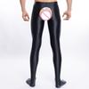 Mens Crotchless Pantyhose Leggings Stockings Oil Shiny Glossy Bodysuit Nightwear Club Transparent Elastic Bottom Pants Bodyhose