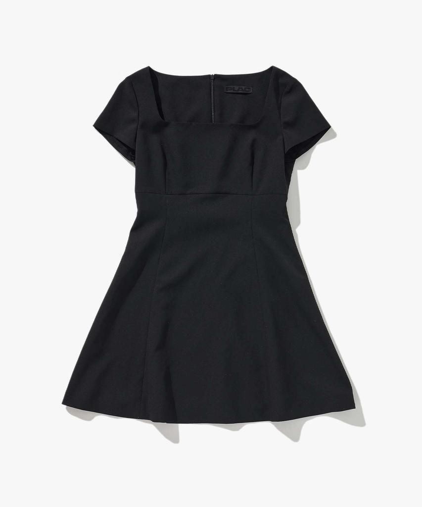 Plack Woman Square Neck Mini Dress