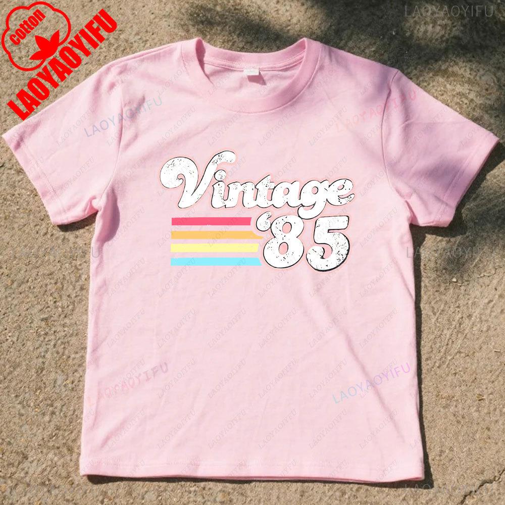 Vintage 1985 Shirt Women 40th Birthday Tshirt Fashionable Casual Summer Gift Shirts Woman Crewneck Cotton Short Sleeve
