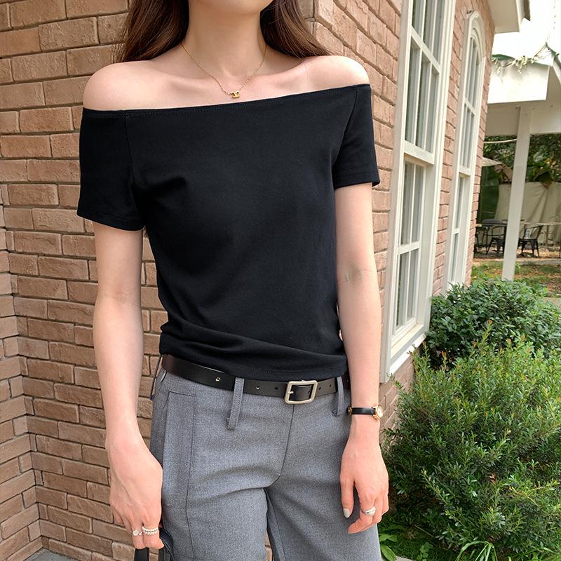 2026 Summer Asymmetrical One-Shoulder Slim T-Shirt for Women