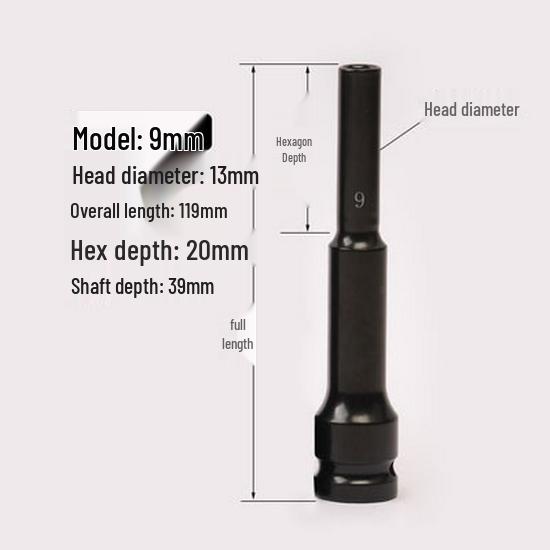 Electric Wrench 1/2 Square Thin-Walled Extended Socket 6mm
