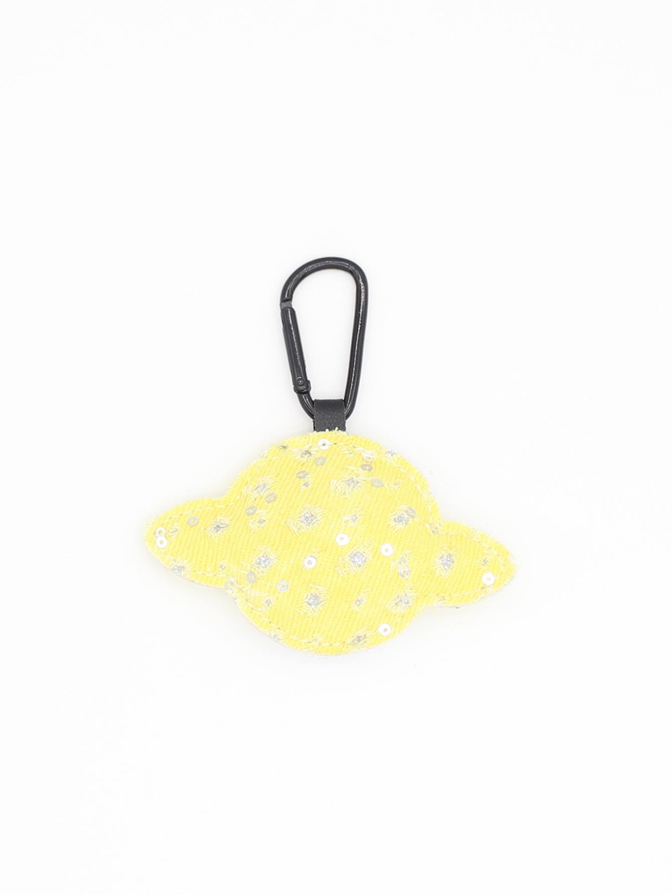 Sequin Plaid Denim Planet Keychain Accessory