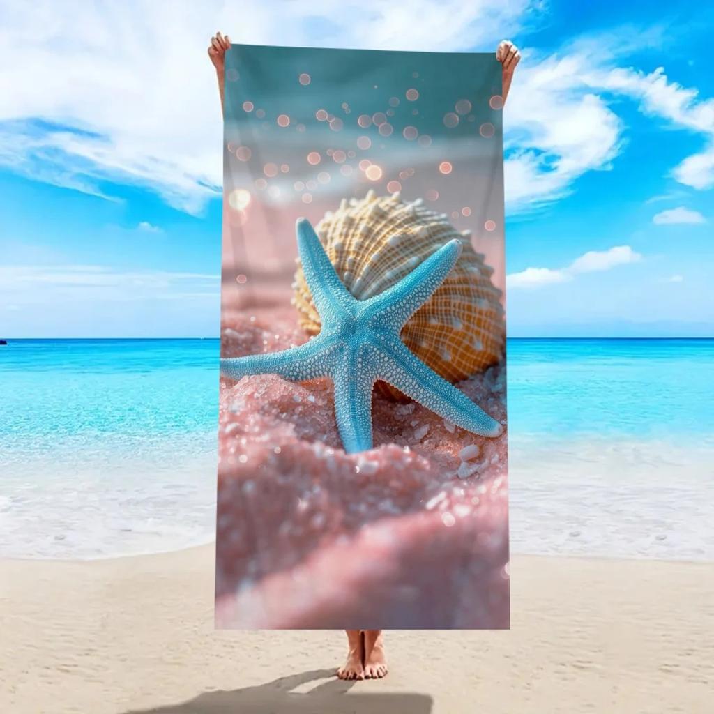 3D Starfish Seashell Ocean Beach Towel Large Quick Dry Sand Free Bath Towels For Swimming Pool Travel Summer Vacation Gift