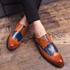 Men's Plus Size Brogue Color Block Leather Formal Shoes - British Style Fashion