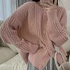 Soft waxy short cardigan women's autumn new round neck loose thickened twist knitted sweater jacket