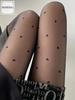 Women's Black Heart Pattern Tights for Everyday Wear
