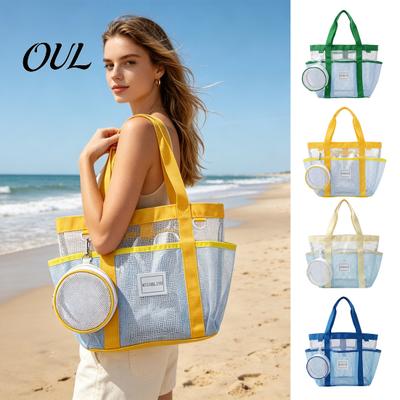 Beach Toys Bag Large Mesh Tote Bag, Family for Lightweight & Vacation Essentials, Quick Drying Sand-proof Waterproof Storage Pouch Essentials