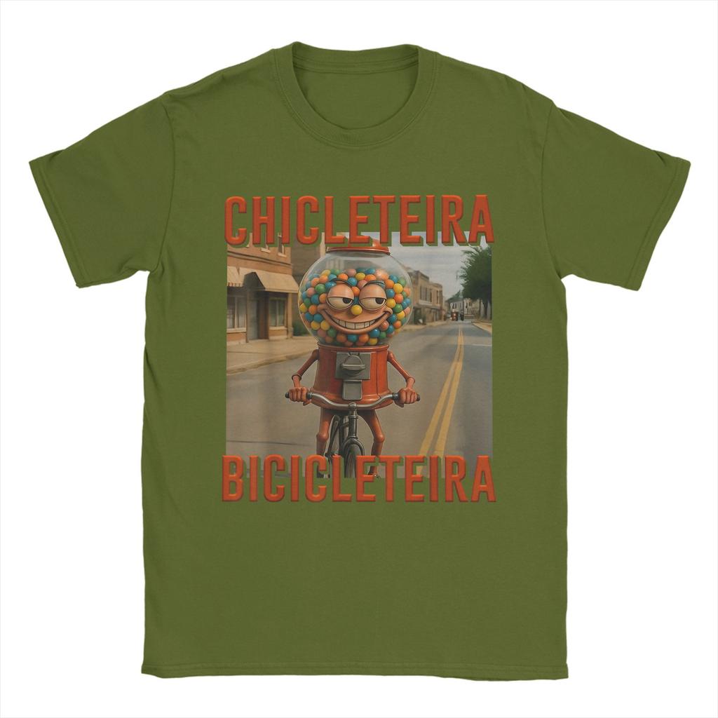 KI Meme Kaugummi Fahrradfahrer Brainrot Italienischer Witz Lustiges T-Shirt für Herren T-Shirts Rundhals Kurzarm T-Shirt Kleidung