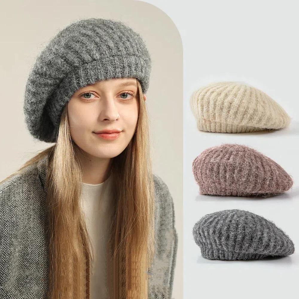 Elastic Knitted Berets British Style Artist Hat New Design Retro Painter Hat  Winter