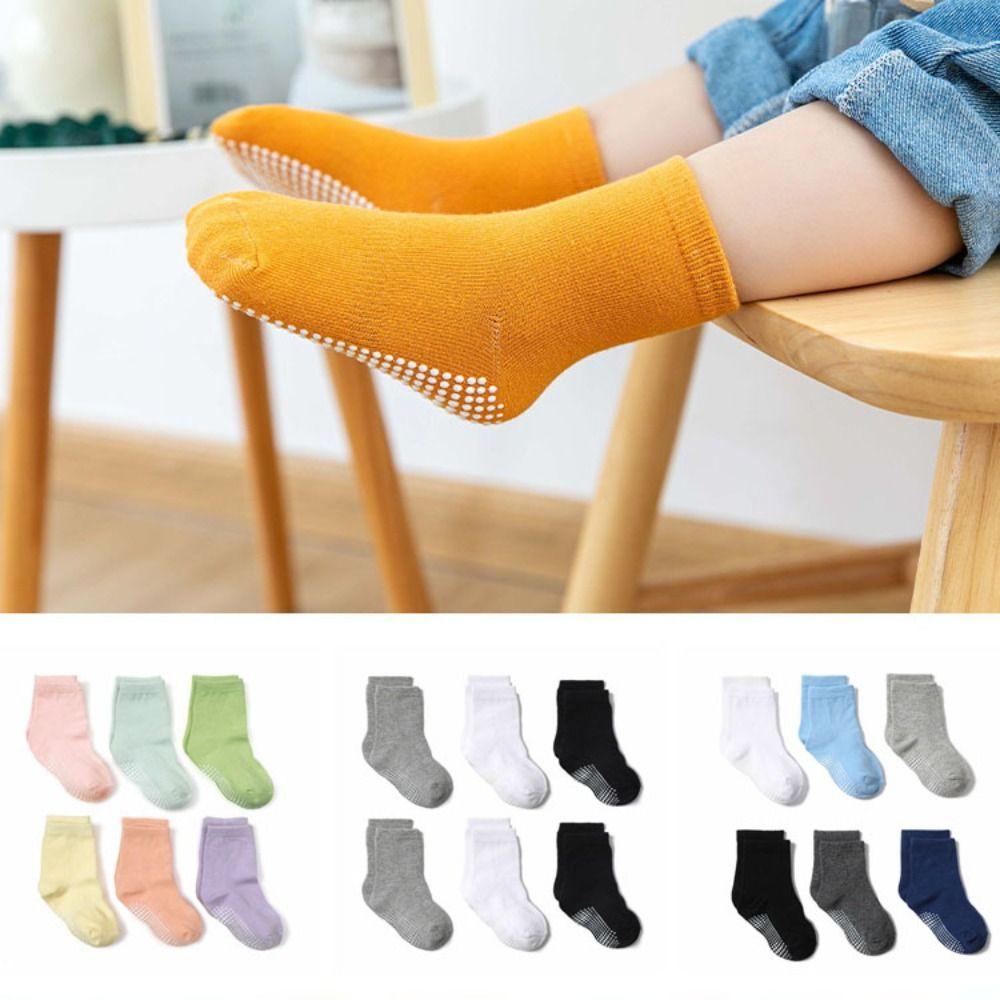 6Pairs Solid Color Toddle Short Tube Socks Dispensing Infant Socks Baby Cotton Socks  Newborn