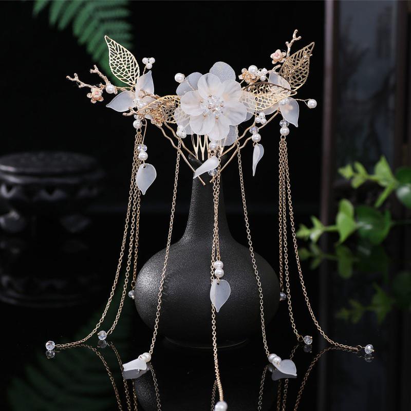 Ancient Style Hanfu Headdress Tassel Hairpin Set - Fairy-Inspired Chinese Costume Hair Accessories for Women