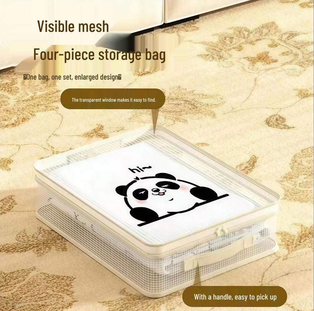 Four-Piece Mesh Storage Bag Set for Bedding and Clothes
