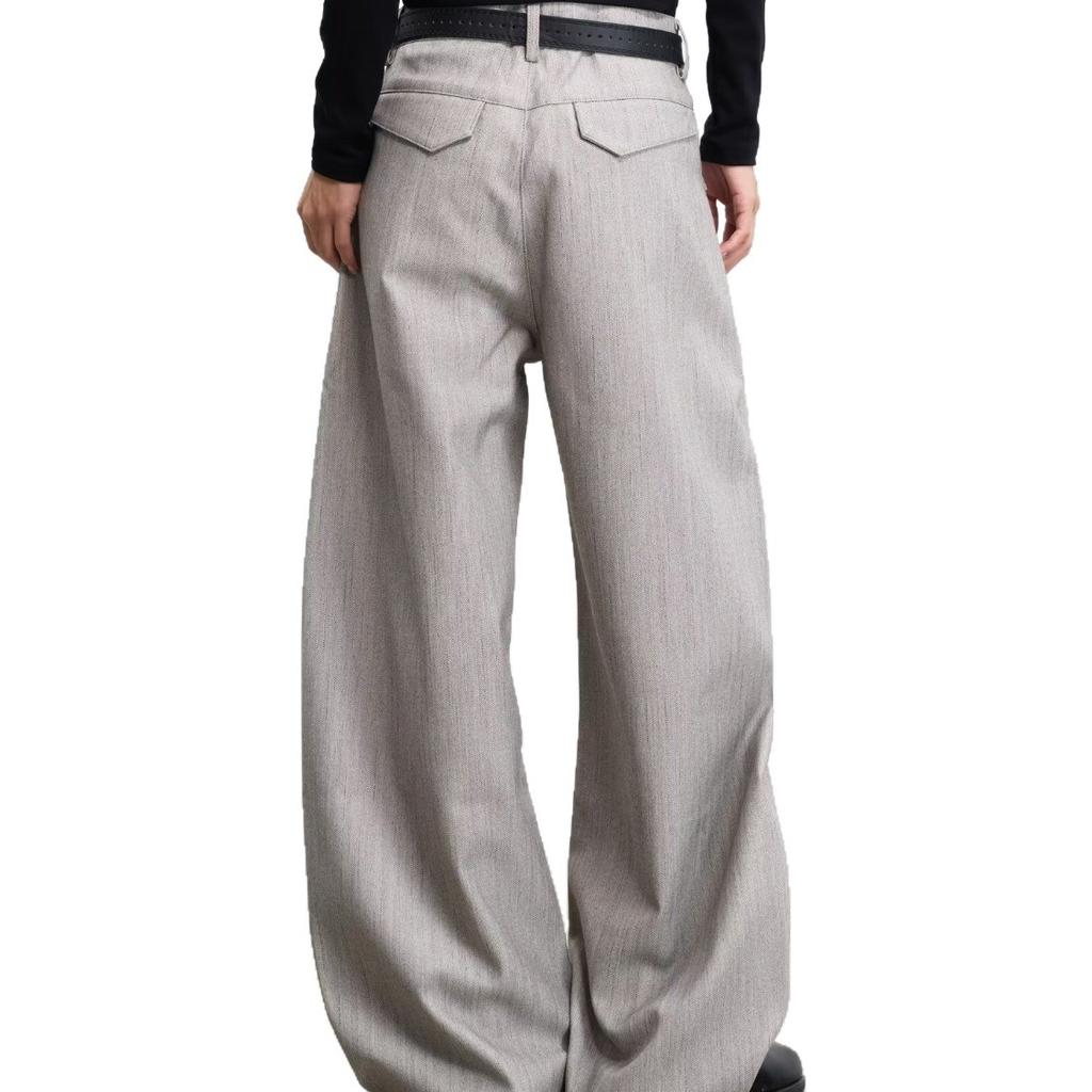 Retro front plug design button pants men's wide-leg casual loose old money style fashion new trousers