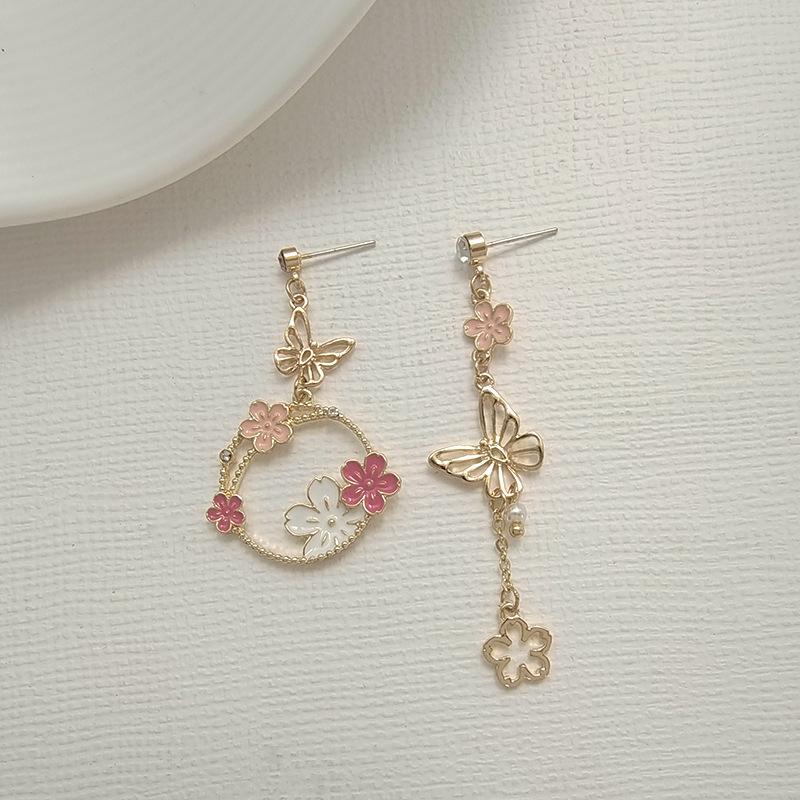 Korean Elegant Flower Butterfly Earrings For Women Exquisite Crystal Zircon Long Tassel Drop Earrings Girls Temperament Jewelry