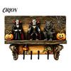 Wooden Ghost Decorations for Home Halloween Key Holder, Lady Holder with 4 Hooks, Wall Decor Mounted Spooky Rack Organizer Entryway Hallway Decorative
