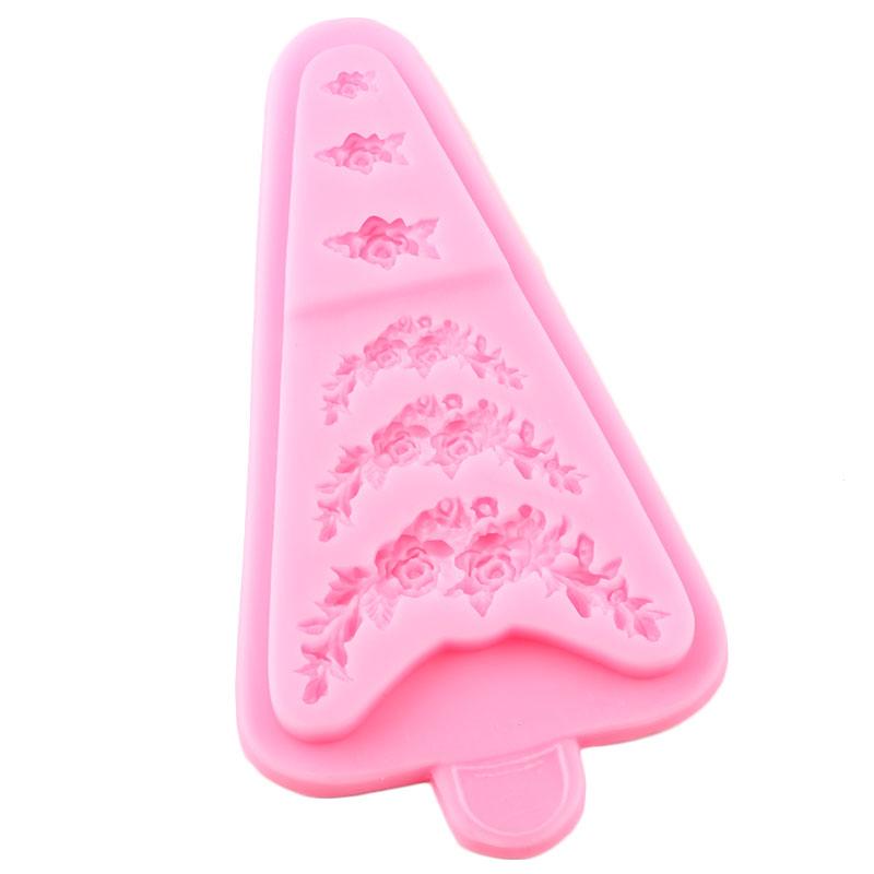 Flower Wreath Cake Border Silicone Moulds Fondant DIY Wedding Cake Decorating Tools Cupcake Topper Candy Clay Chocolate Mould