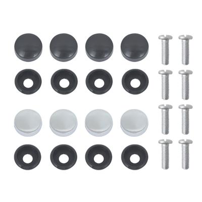 US-Spec License Plate Frame Mounting Kit: Screws, Covers with Base