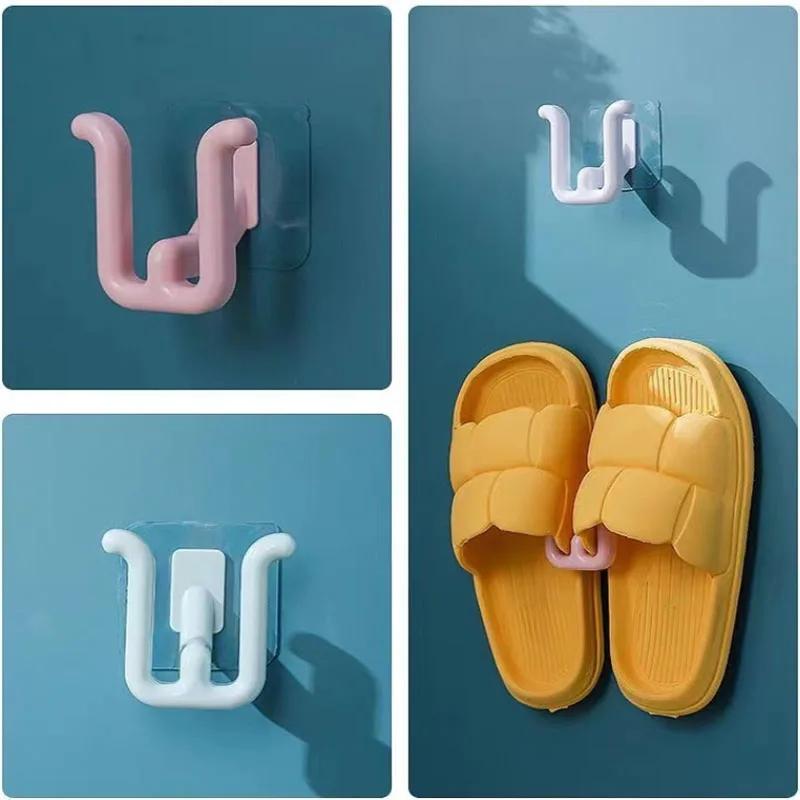 2pcs Wall Mounted Shoes Rack Plastic Shoes Holder Storage Organizer Door Shoe Hangers Bathroom Shower Shoes Holders