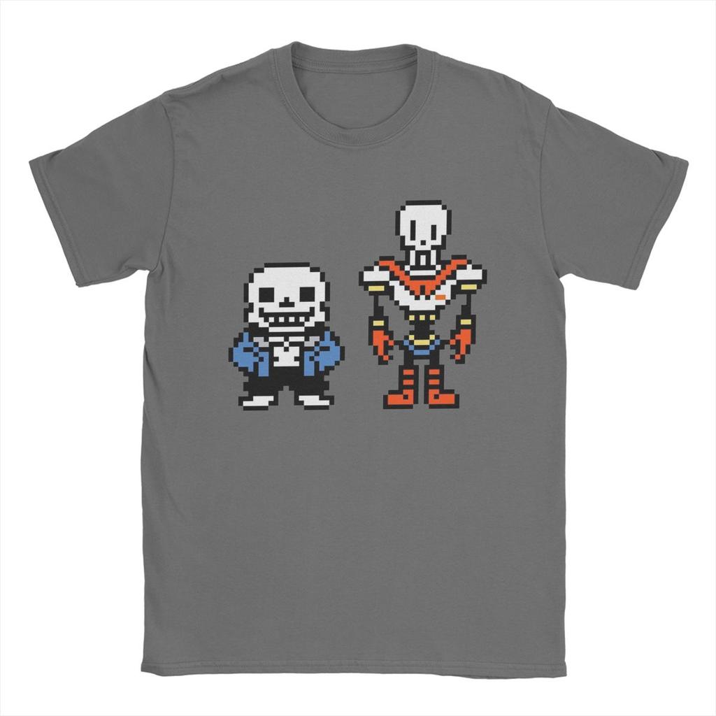 Men Undertale Sans And Papyrus T Shirt Game Pure Cotton Clothes Casual Short Sleeve Crewneck Tees Plus Size T-Shirt