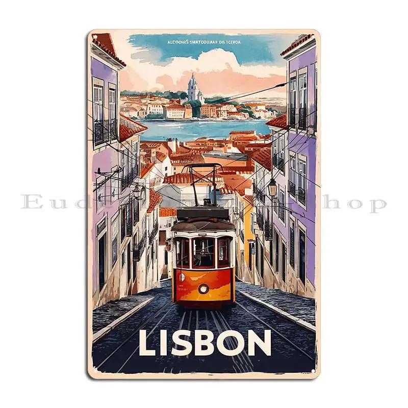 Lisbon Vintage Travel Poster Metal Plaque Poster Decoration Cinema Club Funny Designs Tin Sign Poster
