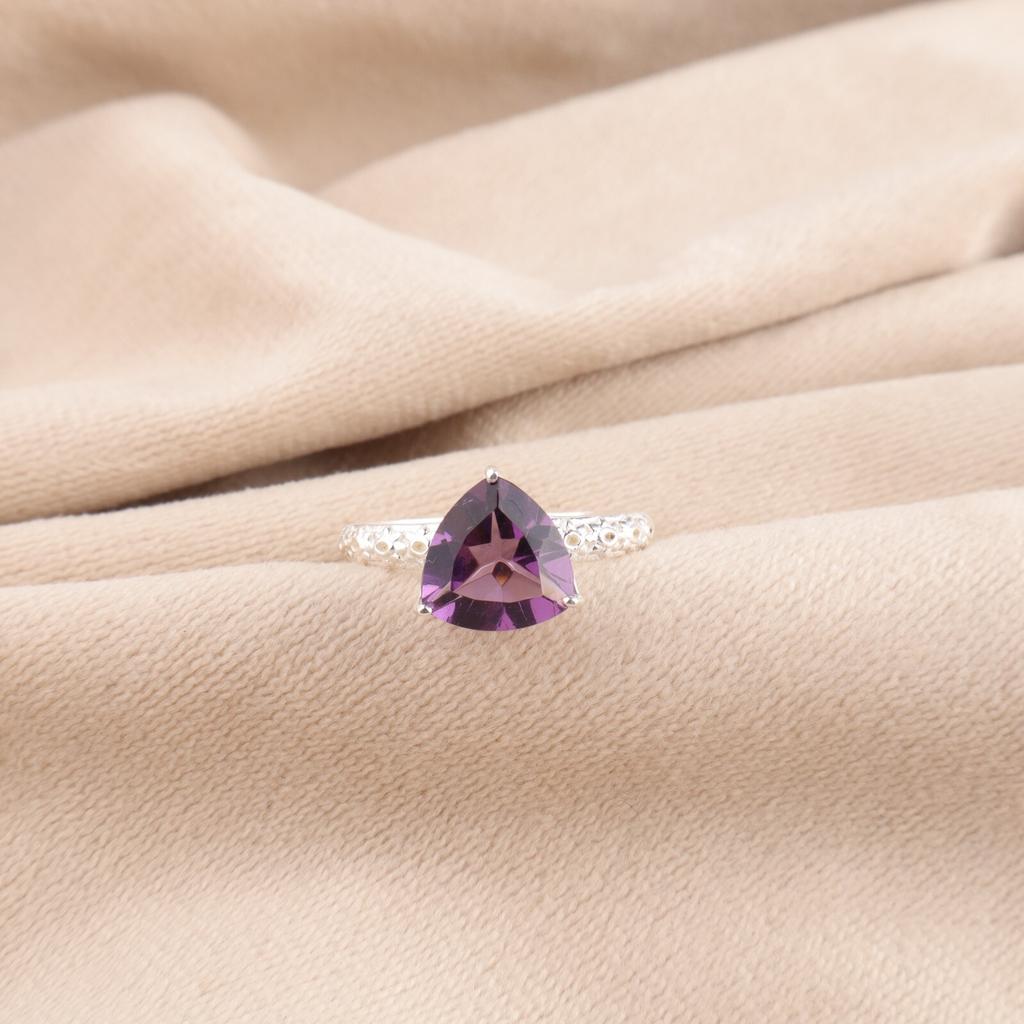 Amethyst Gemstone 925 Sterling Silver Jewelry Handcrafted Stylish Ring For Girls CZR-10-8