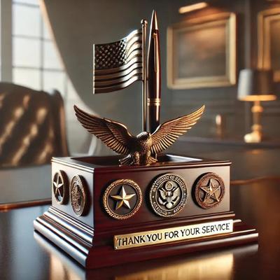 Veterans Tribute Pen Holder Resin Home Office Desk Organizer Patriotic Pencil Holder Gift for Military Members And Veterans