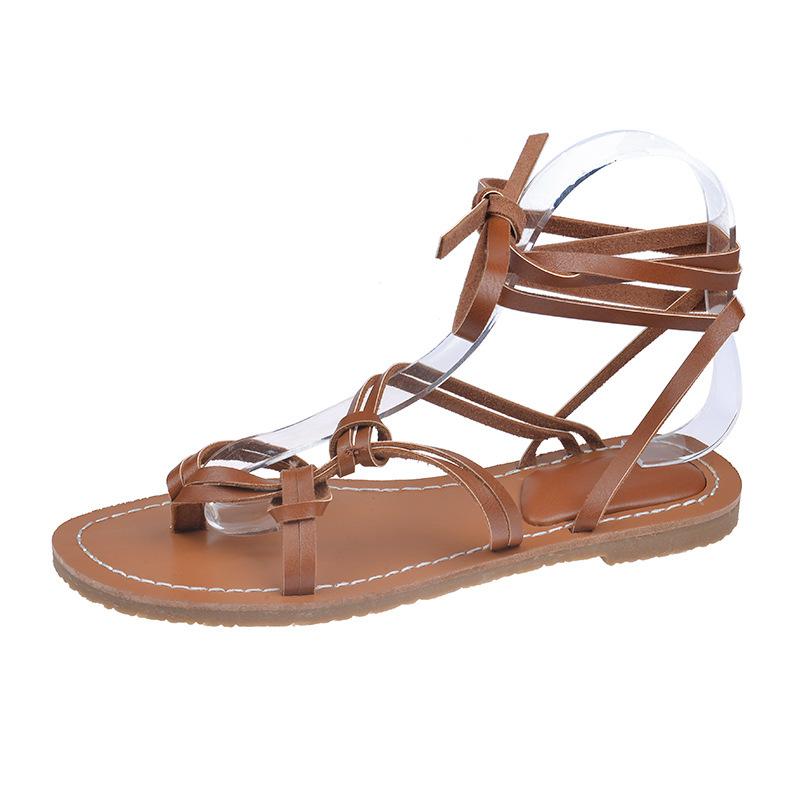 

Сандалии на плоской подошве женские летние ремешки на мягкой подошве модные универсальные для улицы сандалии одним словом 43