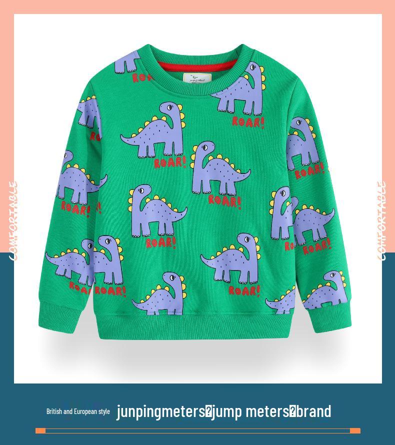 Trendy Boys' Dinosaur Cartoon Sweatshirt - Long Sleeve Pullover for Spring & Autumn