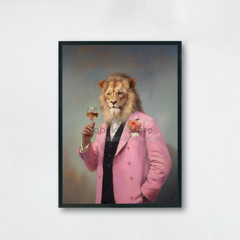 

Винтажный постер с коктейлем с животными, модные антикварные принты, холст, забавная картина на стене кухни, домашняя комната, ретро-бар, тележка, украшение 21x30cm No Framed