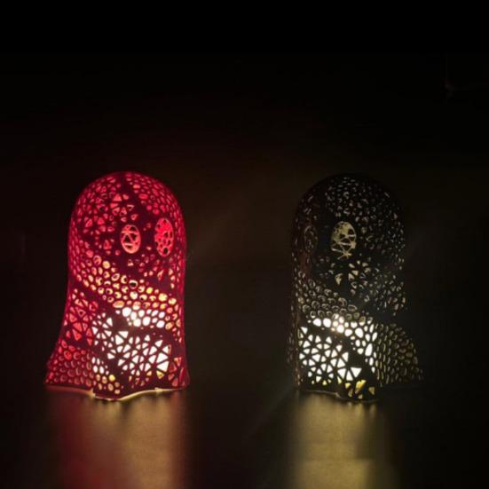 1/2Pcs Halloween Ghost Tea Light Holder 3D Printed Hollow Ghost Votive Candle Cover Decoration Holiday Party Table Centerpiece Ornament