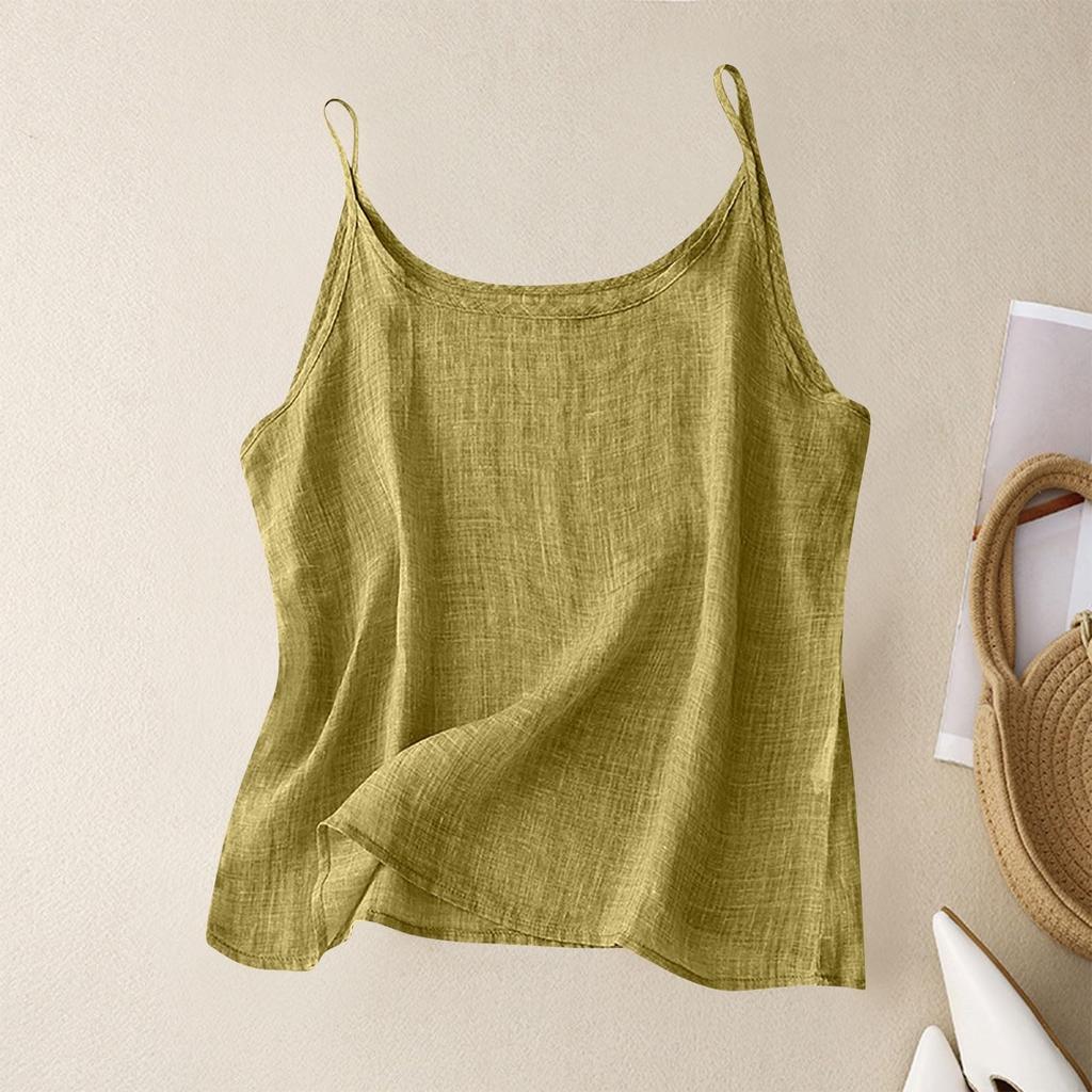 Women's Summer Vintage Cotton Linen Small Camisole Bottom Vest Loose Inner Tops