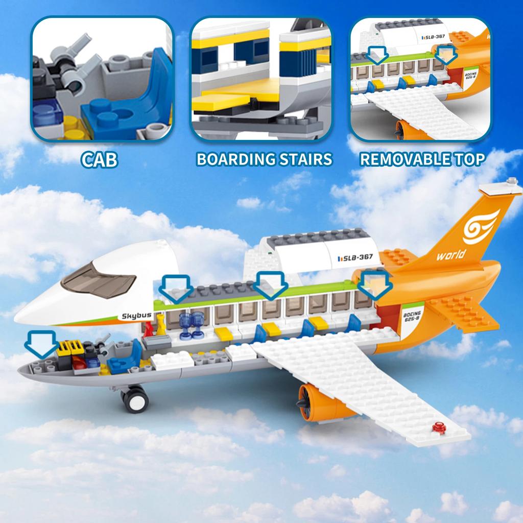 678PCS International Airport Building Blocks Passenger Aircraft Console Terminal Plane Model Brick Kids Educational DIY Toy Gift NO BOX