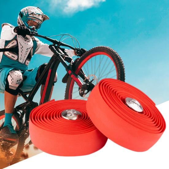 2Pcs Road MTB Bike Handlebar Anti-skid Tape Cycling Damping Straps with 2 Plugs