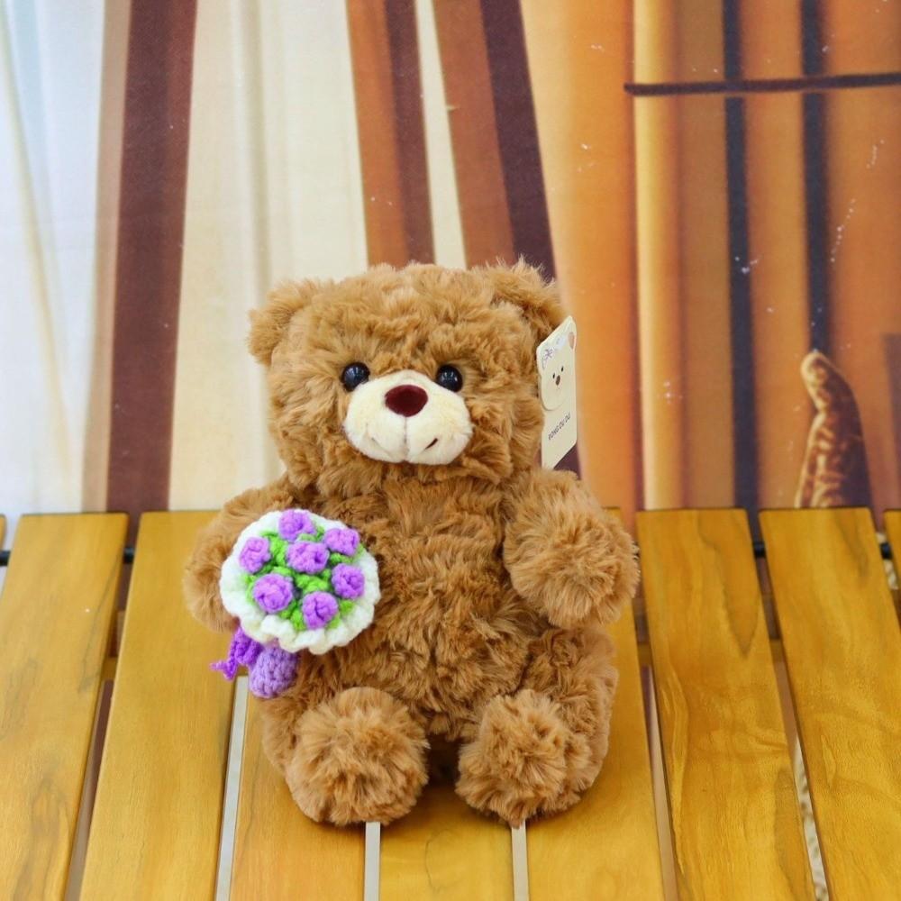 Romantic Bear Wear Rose Doll Woven Valentine's Day Ornament Gifts for Kids Rose Bear Doll Shop