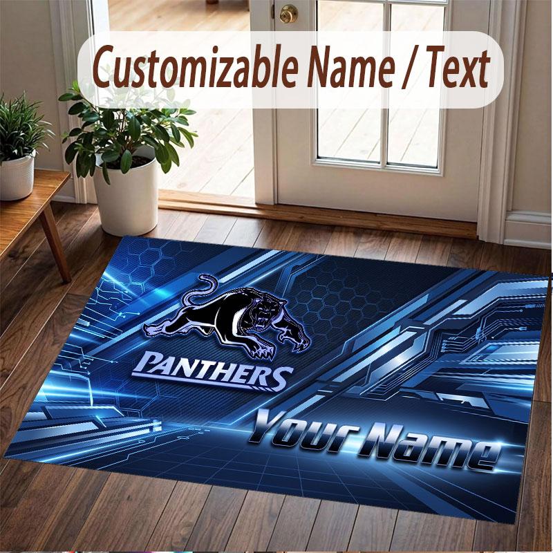 Custom Rug Penrith Panthers Pattern Print Name Text Soft Non‑Slip Floor Carpet for Home Indoor Decoration