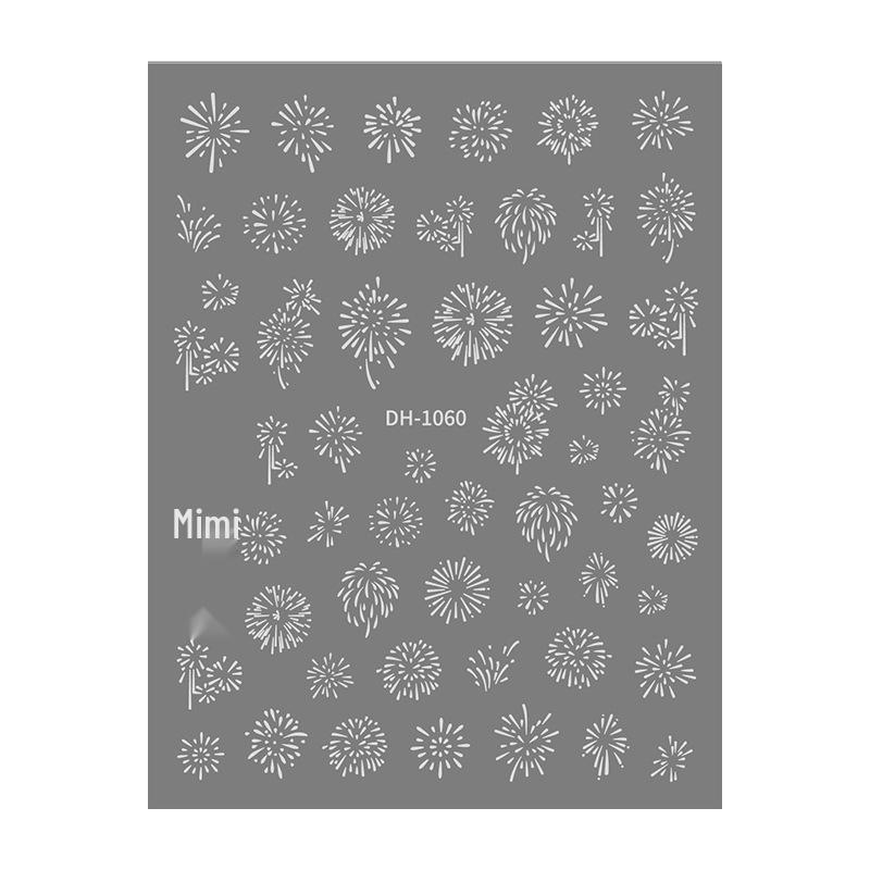 Redanco3D Fireworks Nail Stickers - DH-1060: Hot Stamping Gold & Silver for New Year Nail Art.