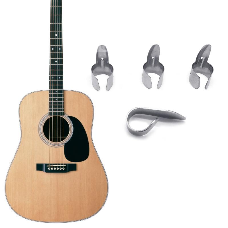 4Pcs/set 1 Thumb + 3 Finger Guitar Picks Stainless Adjustable Fingerpicks Guitar Plectrum Sheath For Acoustic Guitar
