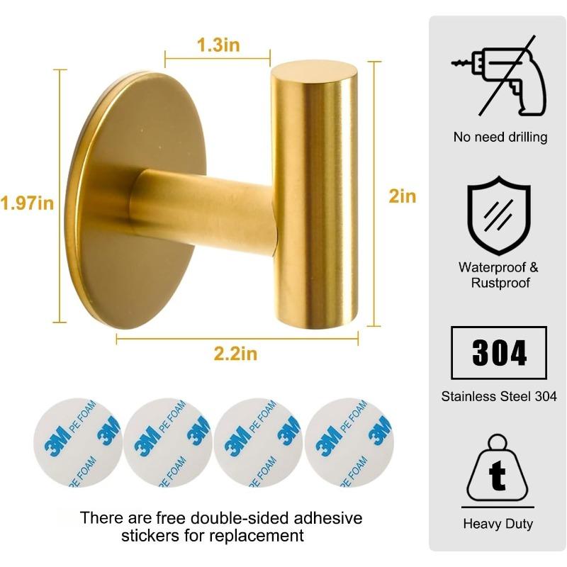Xiaomi Brushed Gold Adhesive Wall Hooks Heavy Duty Sticky Towel Hook for Bathroom Kitchen Door Wall Mounted Stick On Hook for Coat Keys