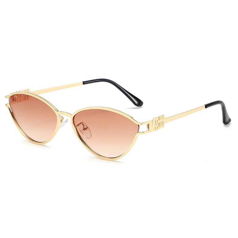 New Small Frame Cat Eye Fashion Trendy Personalized Metal Sunglasses Women's High-end Retro Sunglasses 15