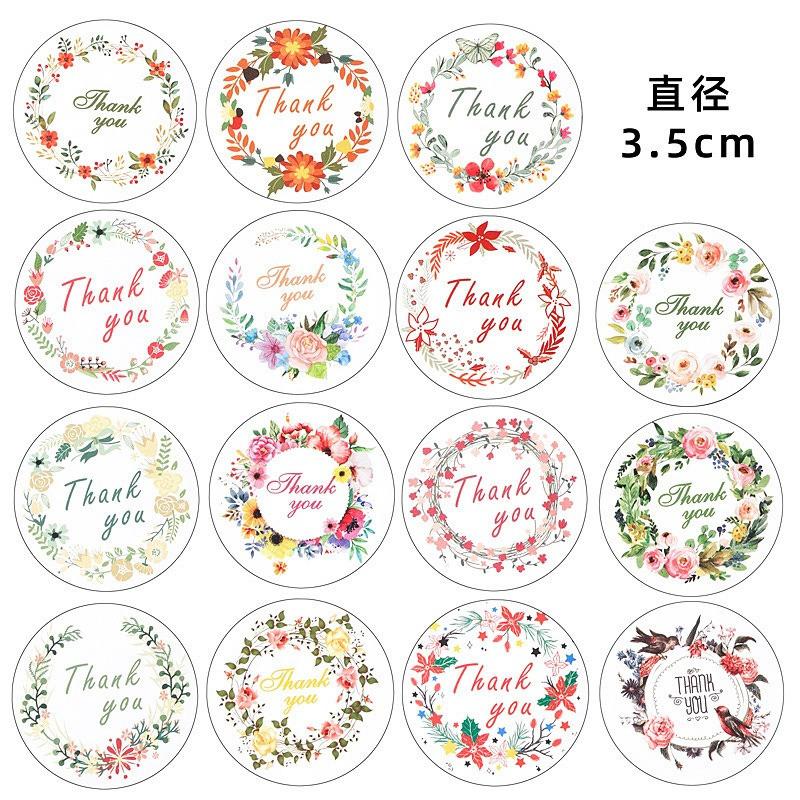 10 Sheets 21pcs 3.5cm Round Thank You Printed PVC Stickers DIY Party Gift Bag Box Decoration Baking Packaging Sealing