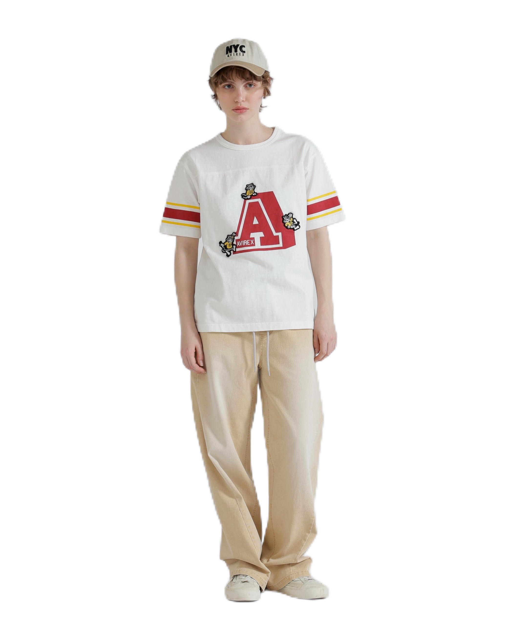 

AVIREX WAIST RIB COLOR BLOCKED DENIM PANTS women s denim elastic waist drawstring stretch easy plain M size 040 beige 783-6111603